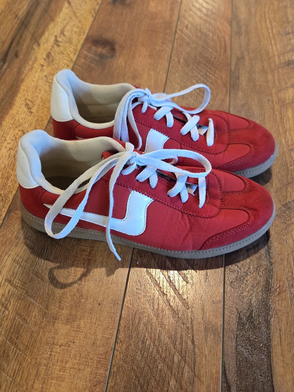 JustFab Red Sneakers with White Accents